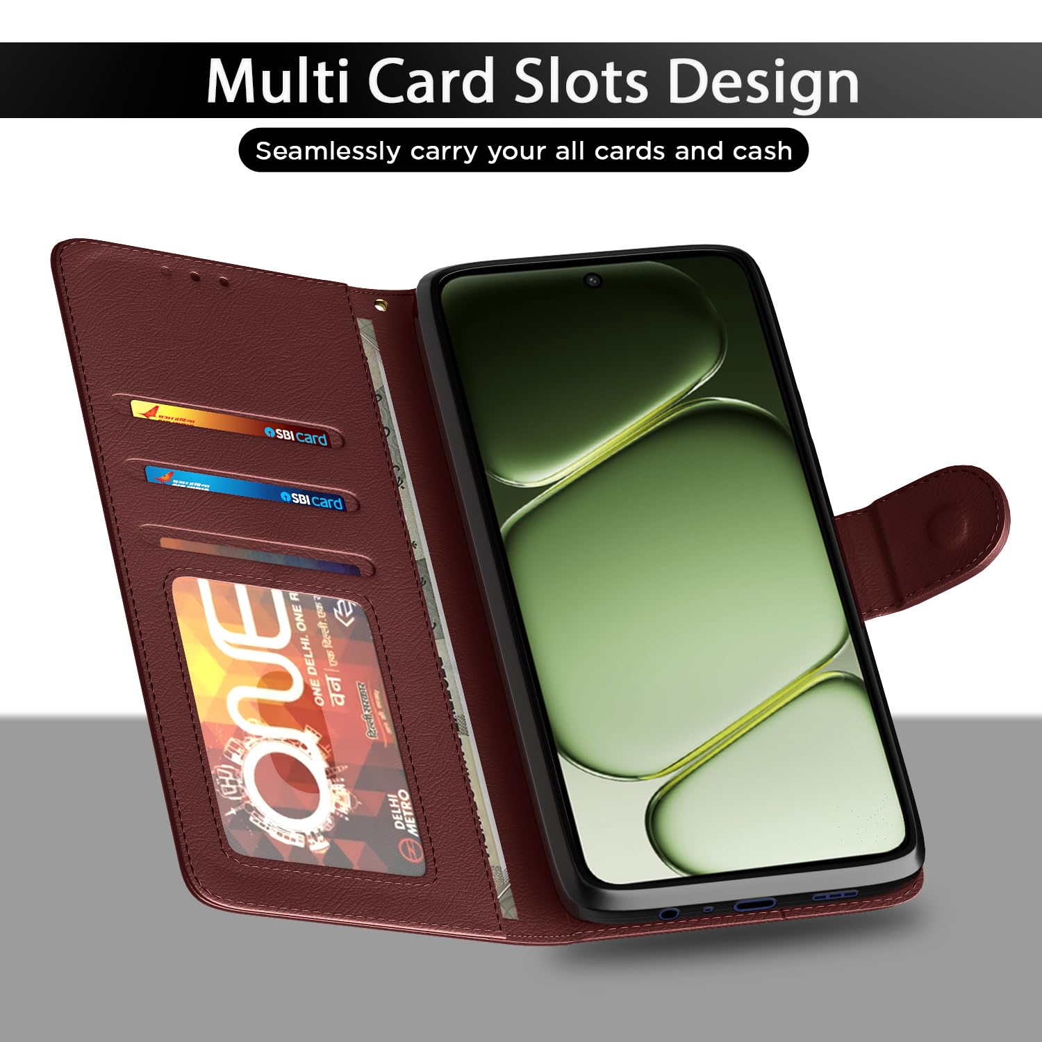 Pikkme Moto G37 5G brown wallet flip cover – photo 5