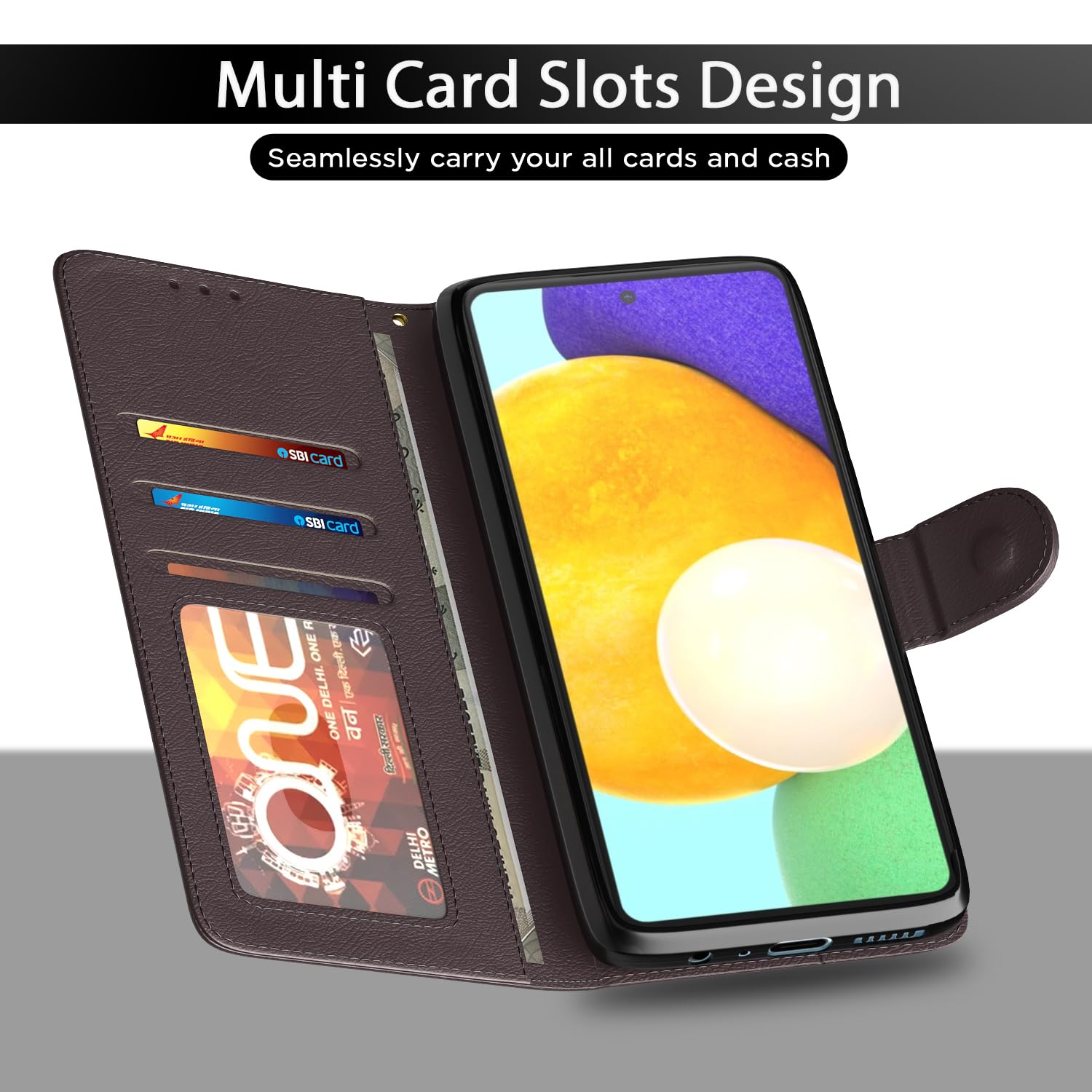 Samsung A52/A52s 5G Wallet wallet flip cover in coffee by Pikkme – photo 5
