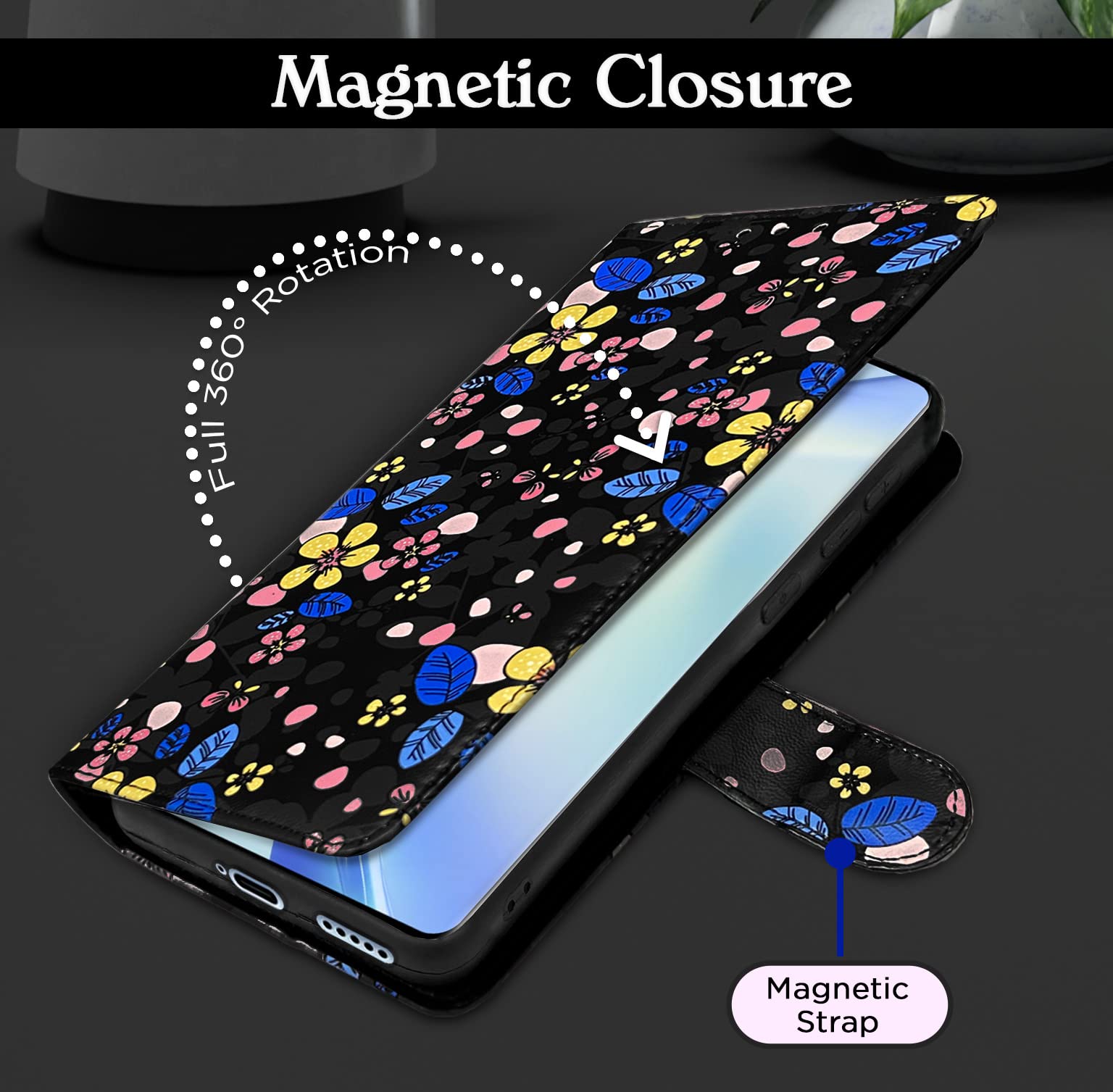 Black flower mobile flip cover for Vivo V27/V27 Pro 5G – Pikkme – photo 6