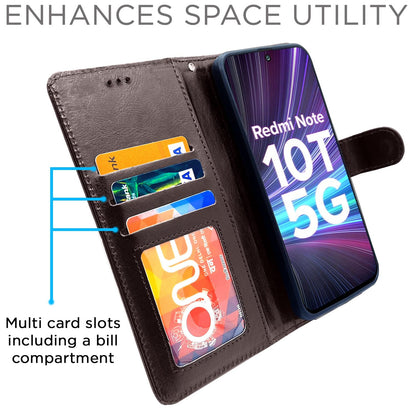 Pikkme Mi Redmi Note 10T 5G/Poco M3 Pro 5G Vintage Flip Cover (Coffee)