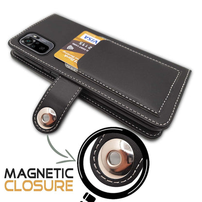 Pikkme Redmi Note 10 / 10s Wallet Style Inbuilt Pockets & Stand | Strong Magnetic Flip Cover (Grey)