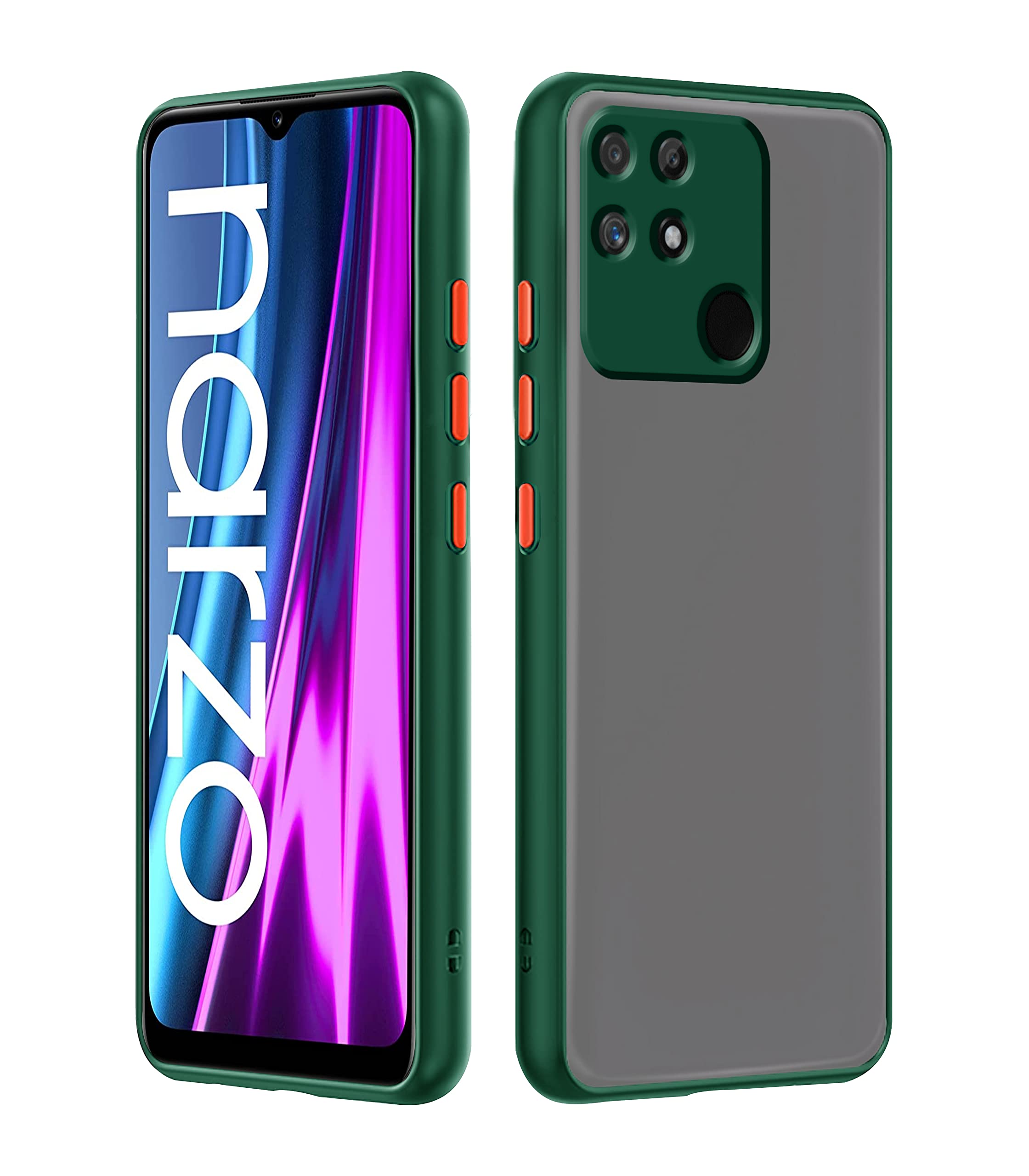 Realme Narzo 50A back cover in green by Pikkme