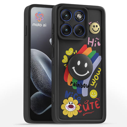 Pikkme Moto Edge 70 5G Smile Rainbow black mobile cover