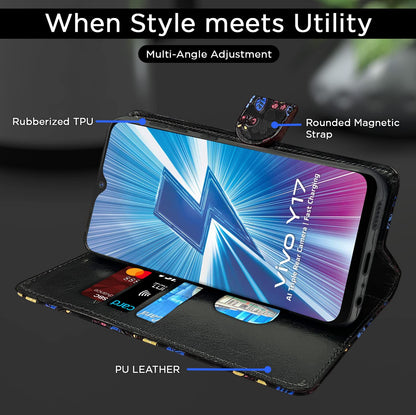 Black flower wallet flip cover for Vivo Y12/Y15/Y17/U10 – Pikkme – photo 5