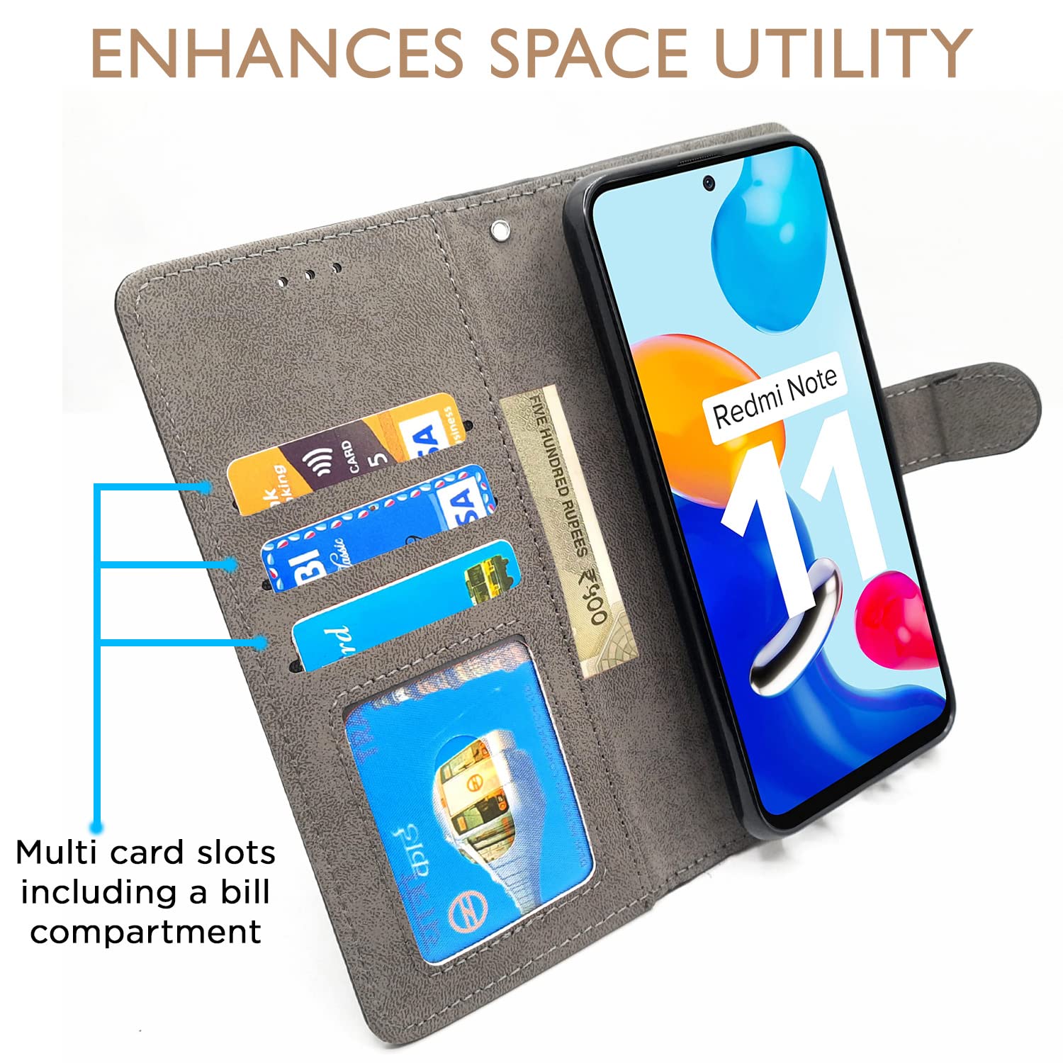 Pikkme black Wallet flip case for Redmi Note 11/Note 11s – photo 2