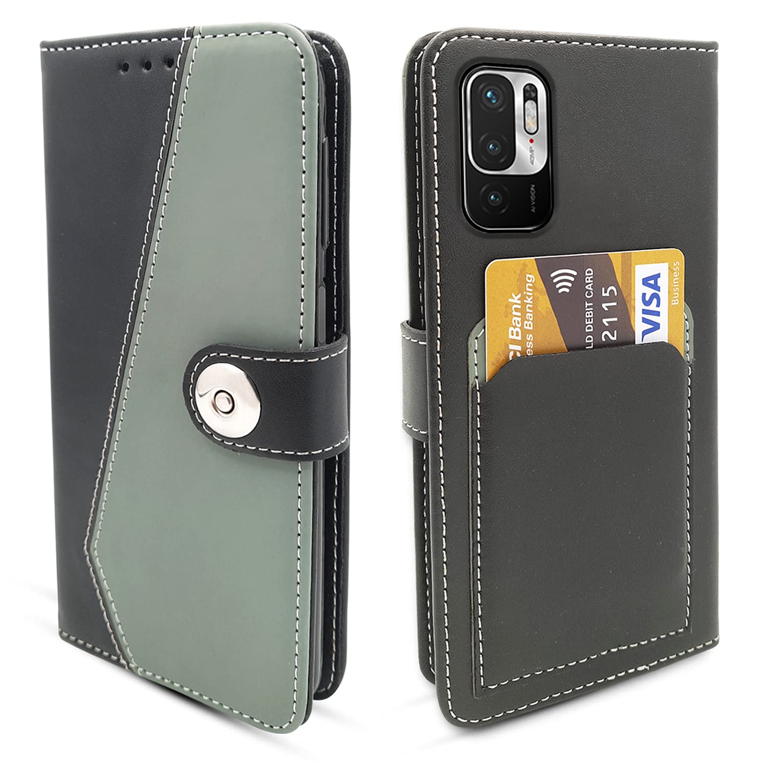 Redmi Note 10T 5G flip cover in grey by Pikkme