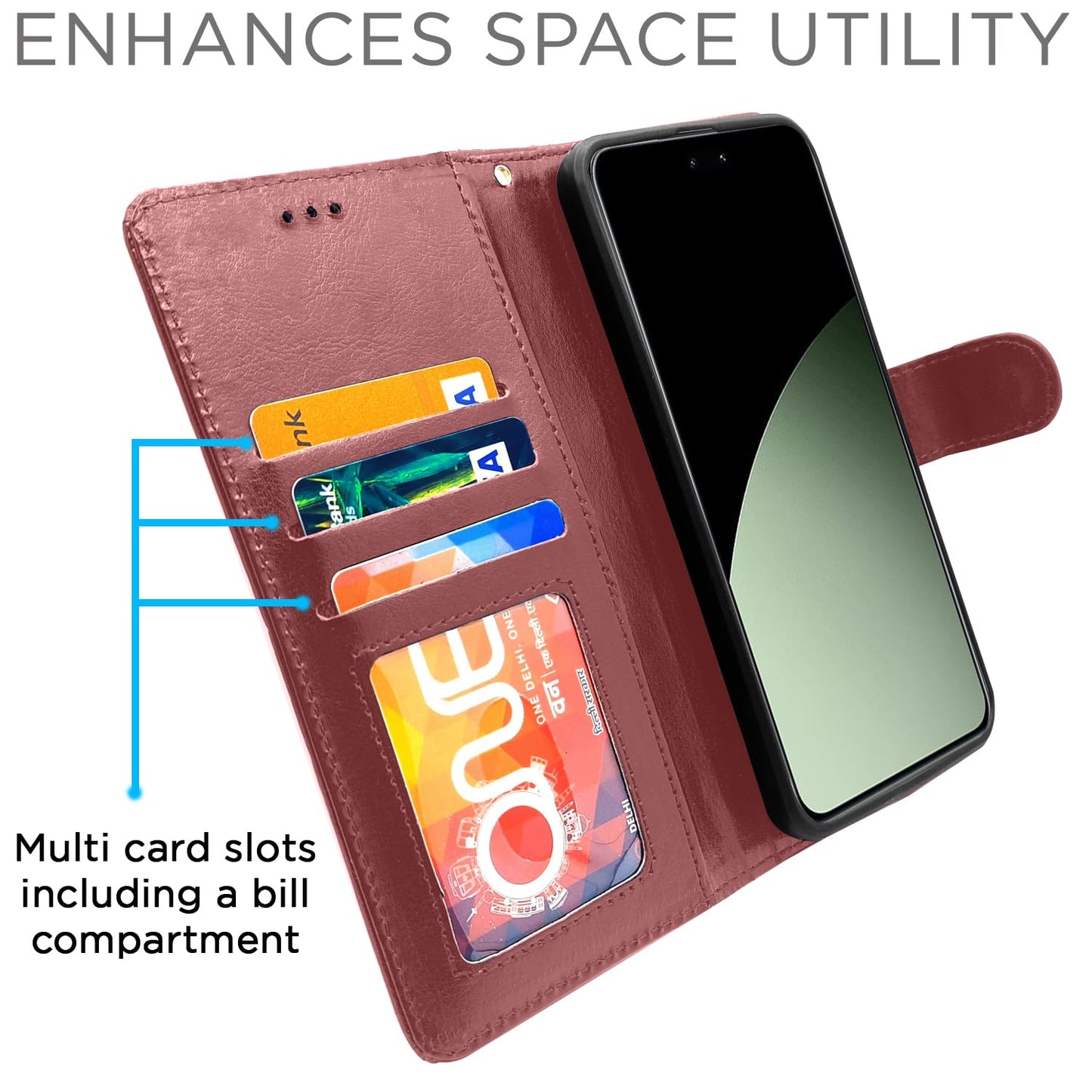 Pikkme Xiaomi Civi 4 Pro 5G, Xiaomi 14 Civi 5G Vintage Flip Cover (Brown)