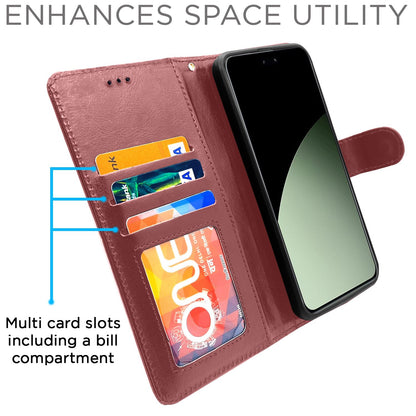 Pikkme Xiaomi Civi 4 Pro 5G, Xiaomi 14 Civi 5G Vintage Flip Cover (Brown)