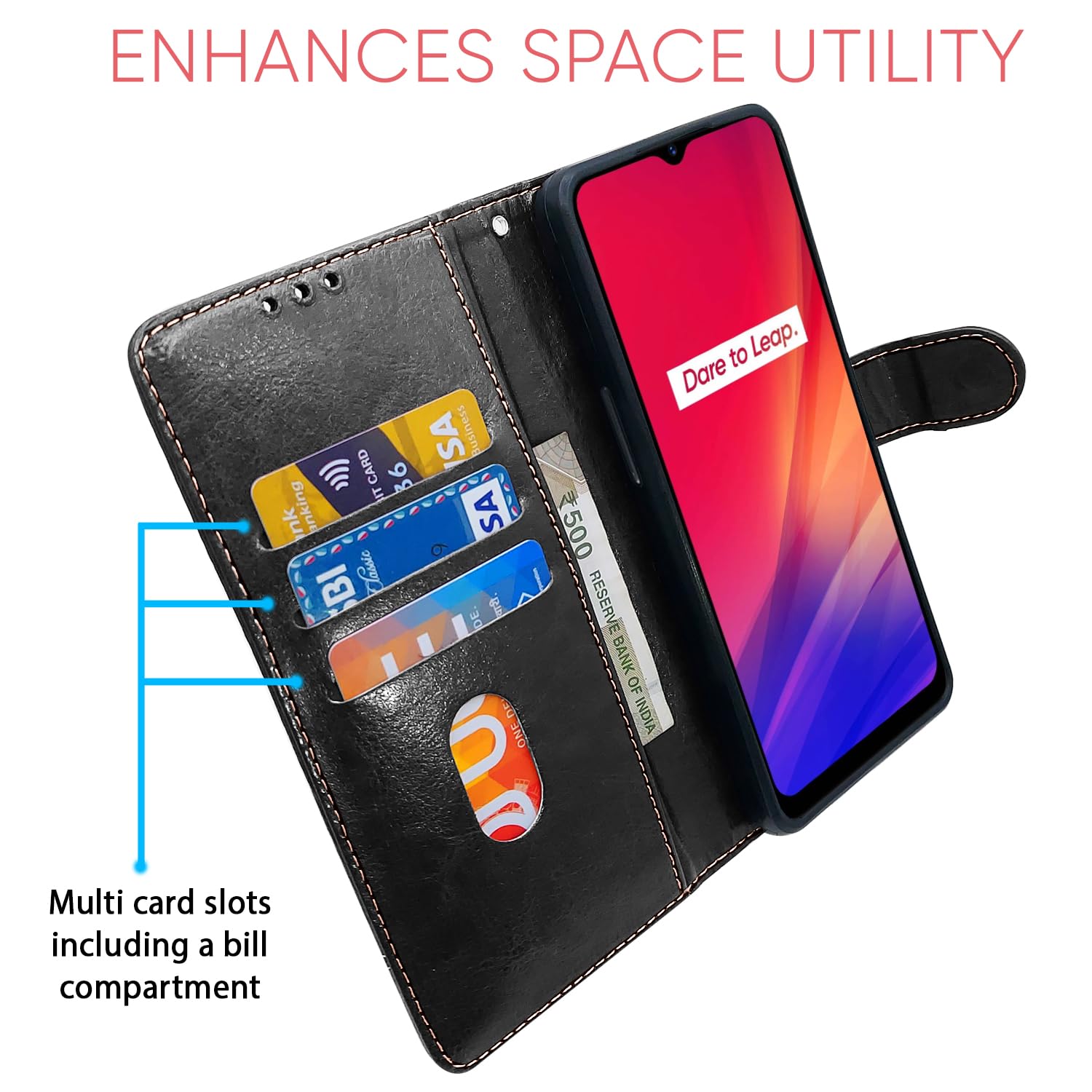 Pikkme black & brown flip cover for Realme C3 – photo 3