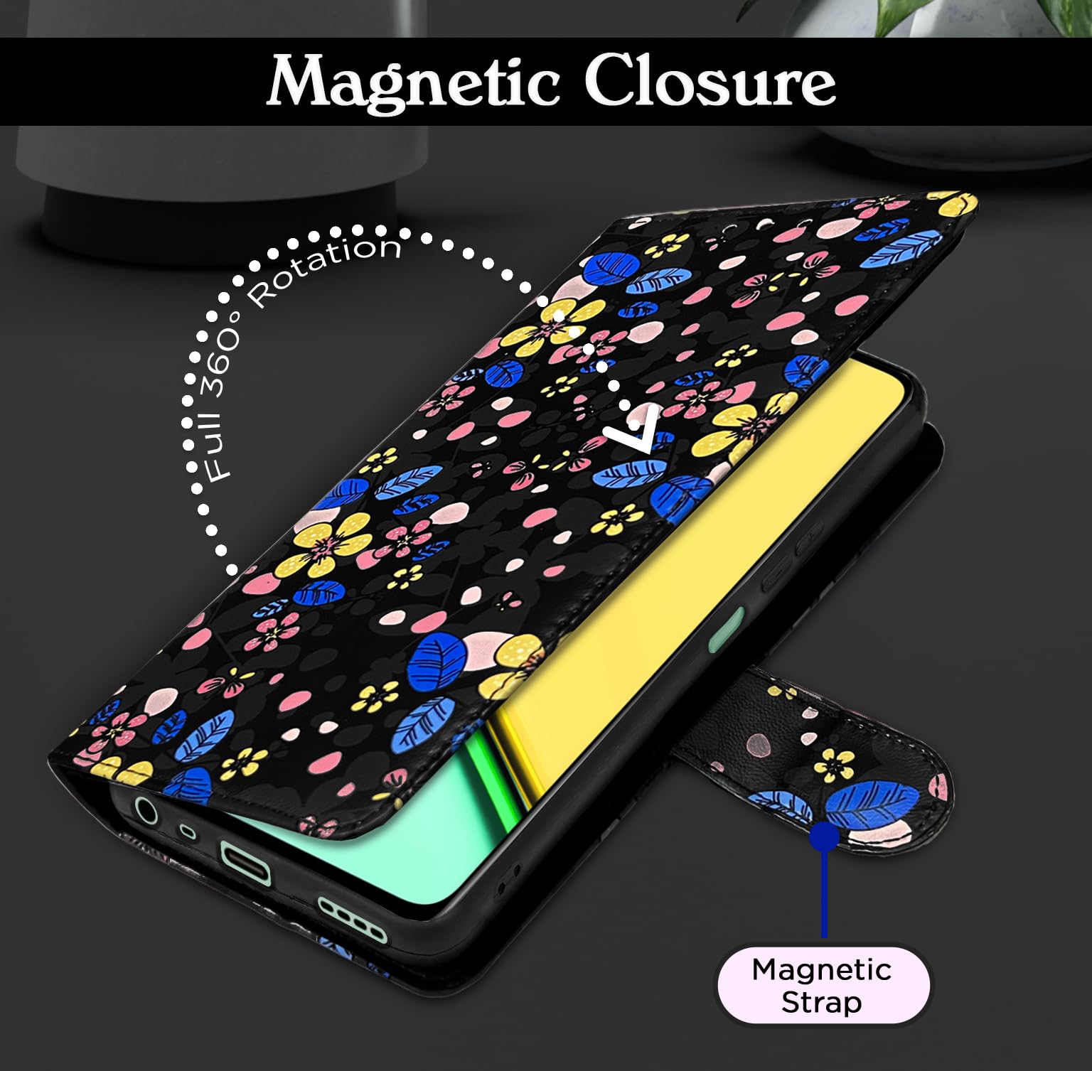 Pikkme black flower flip case for Realme C61/Narzo N61 – photo 6