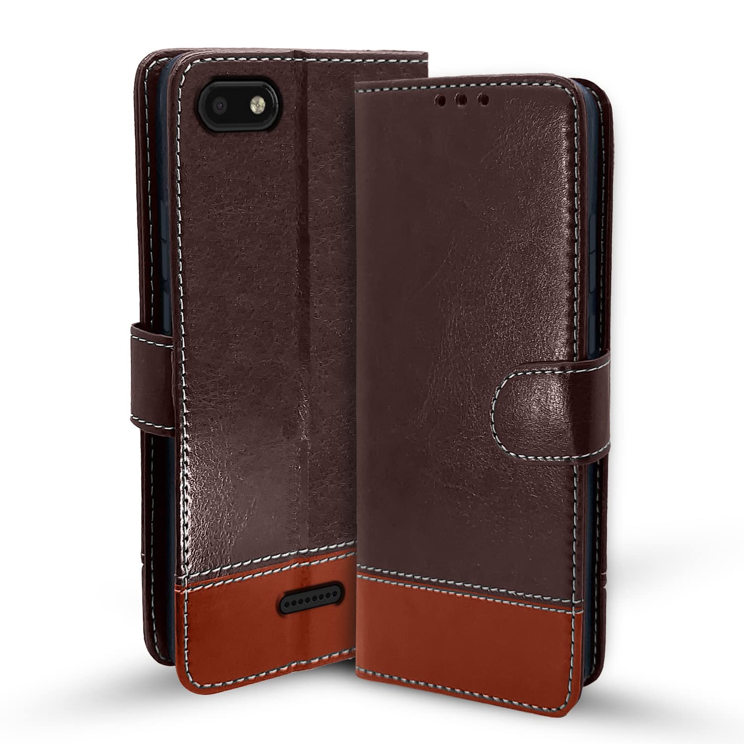 Pikkme coffee & brown mobile flip cover for Redmi 6A