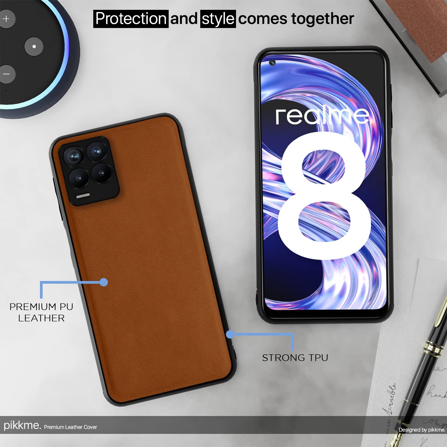 Pikkme camel Leather mobile back cover for Realme 8 4G/8 Pro – photo 5