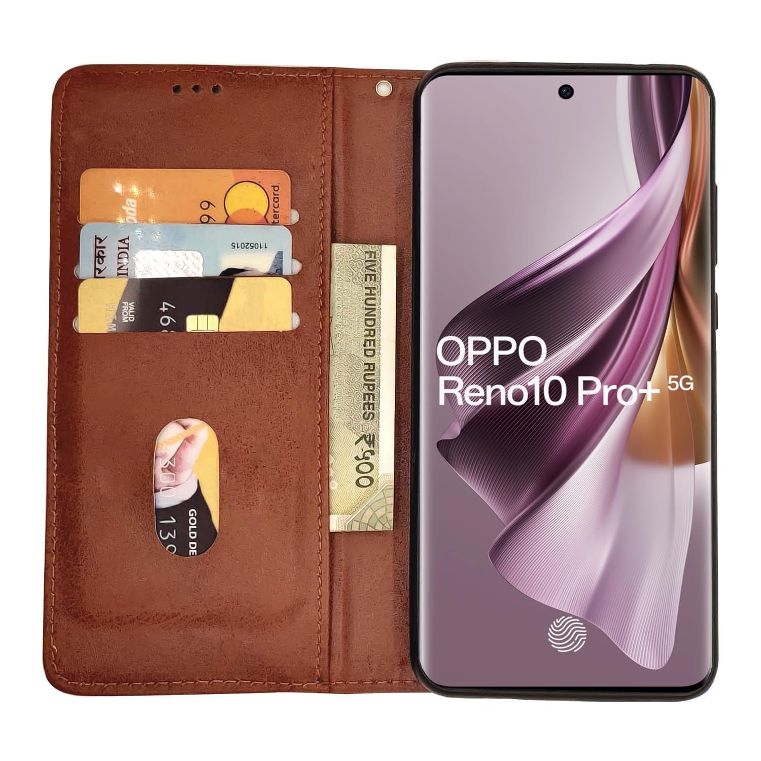 Oppo Reno 10 Pro Plus 5G wallet flip cover in brown by Pikkme – photo 3