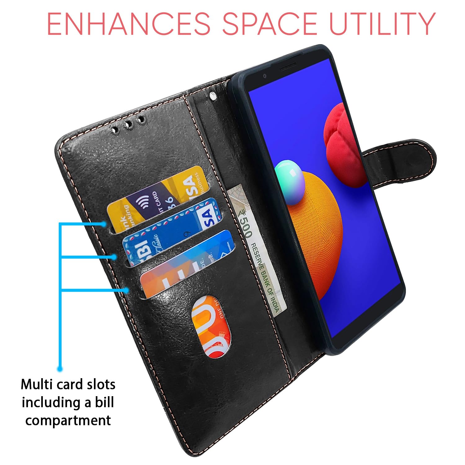 Pikkme Samsung M01 Core Magnetic black & brown flip case – photo 3