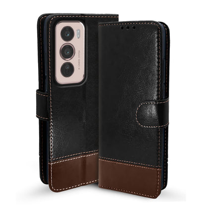 Black & brown Magnetic mobile flip cover for Oppo Reno 12 5G – Pikkme