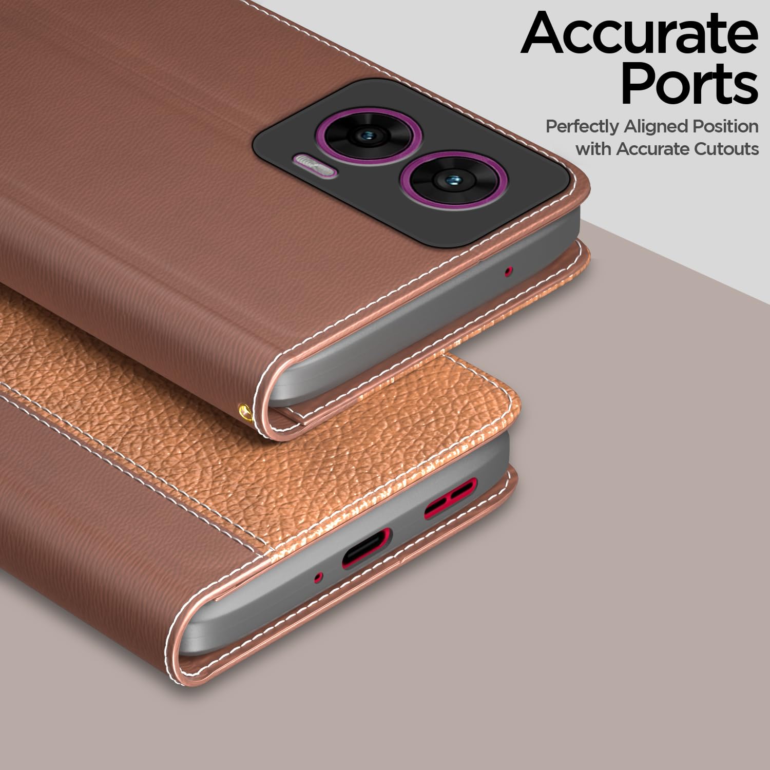 Tan wallet flip cover for Moto Edge 50 Fusion/G96 5G – Pikkme – photo 2