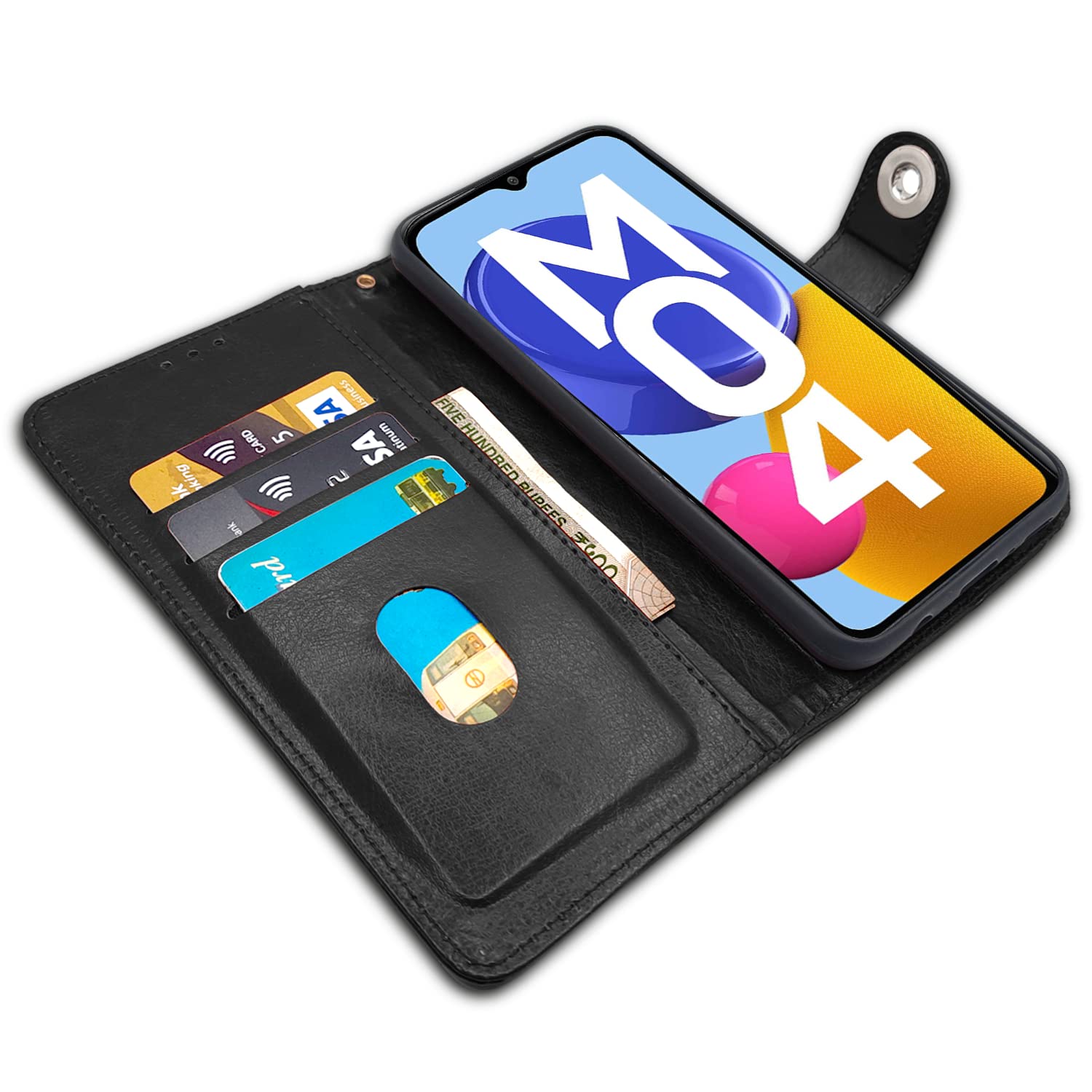 Pikkme Samsung M04/F04/A04e Wallet button black wallet flip cover – photo 3