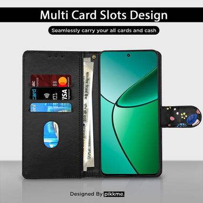 Realme 12 Plus/P1/Narzo 70/70 Pro 5G Wallet flip cover in black flower by Pikkme – photo 2