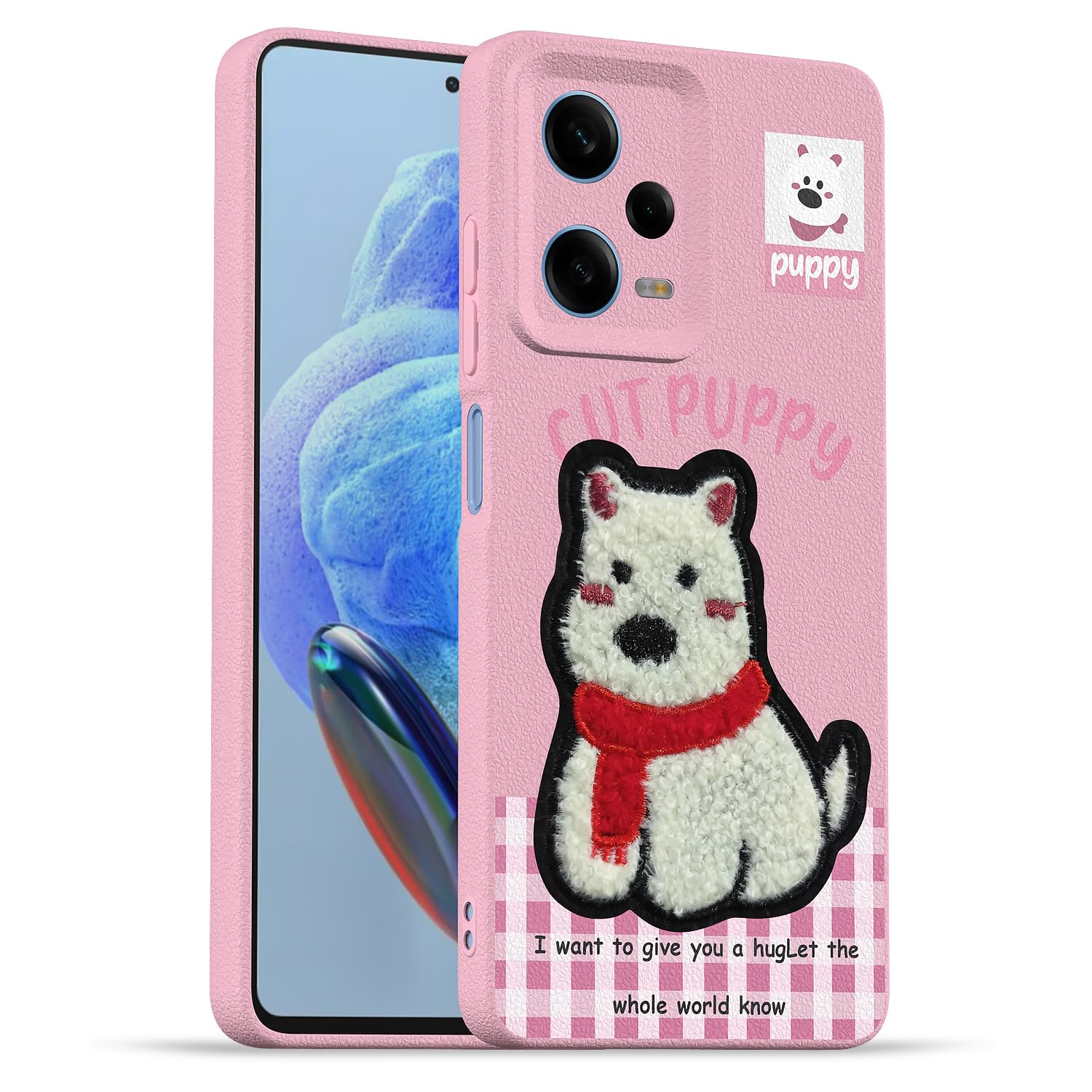 Pikkme Redmi Note 12 Pro 5G Plush Patch pink mobile back cover