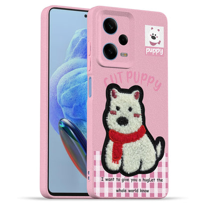 Pikkme Redmi Note 12 Pro 5G Plush Patch pink mobile back cover