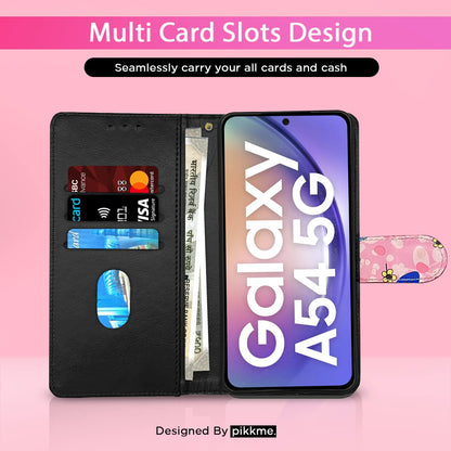 Pink flower Wallet flip cover for Samsung A54 5G – Pikkme – photo 2