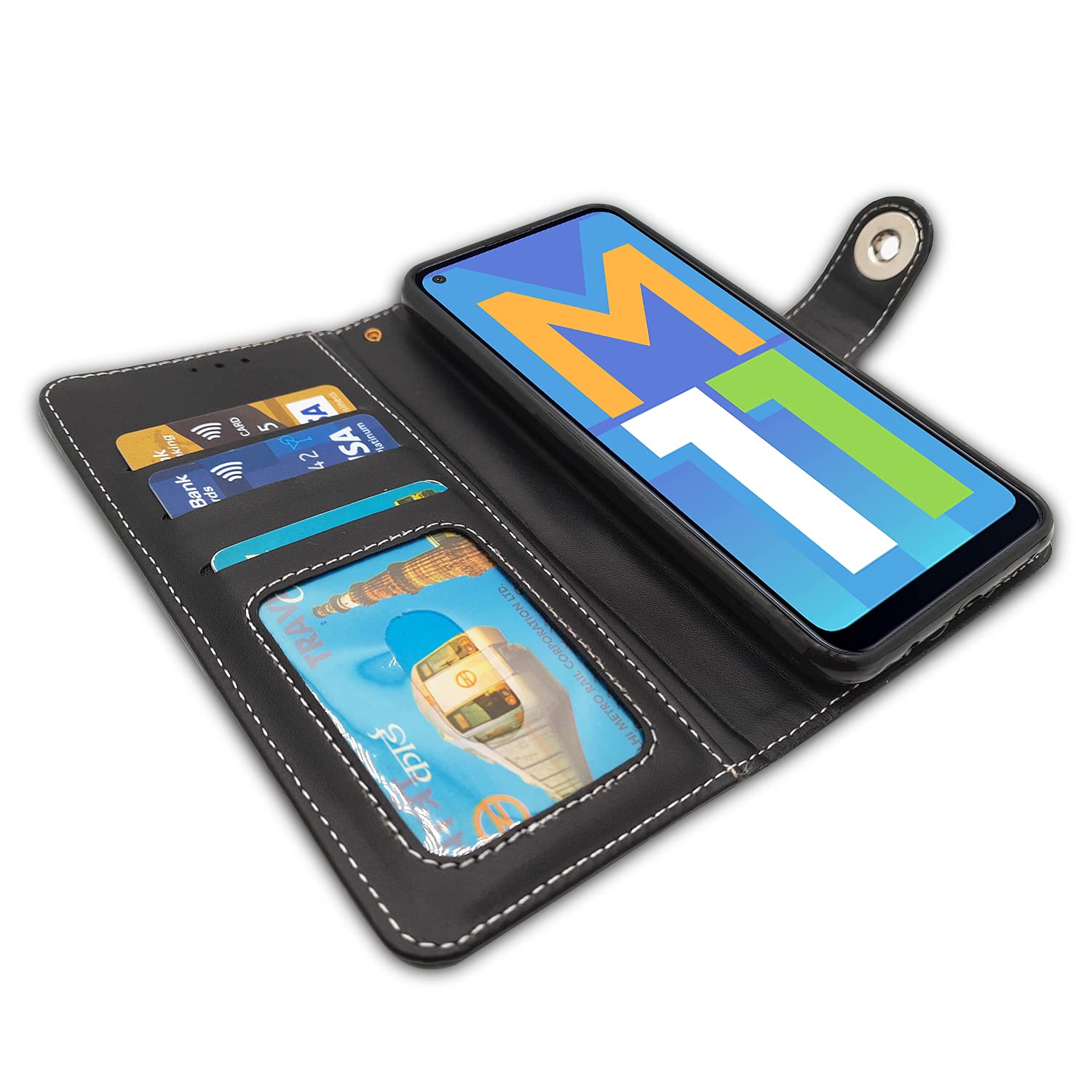 Pikkme Samsung Galaxy M11 Wallet Style Inbuilt Pockets & Stand | Strong Magnetic Flip Cover  (Grey)