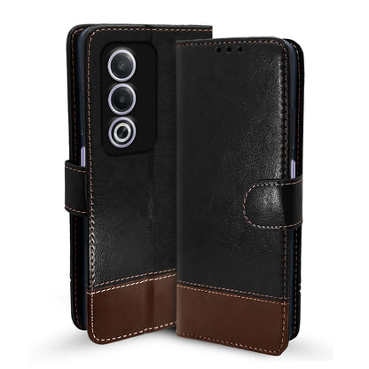 Black & brown Magnetic wallet flip cover for Oppo A3 Pro 5G – Pikkme