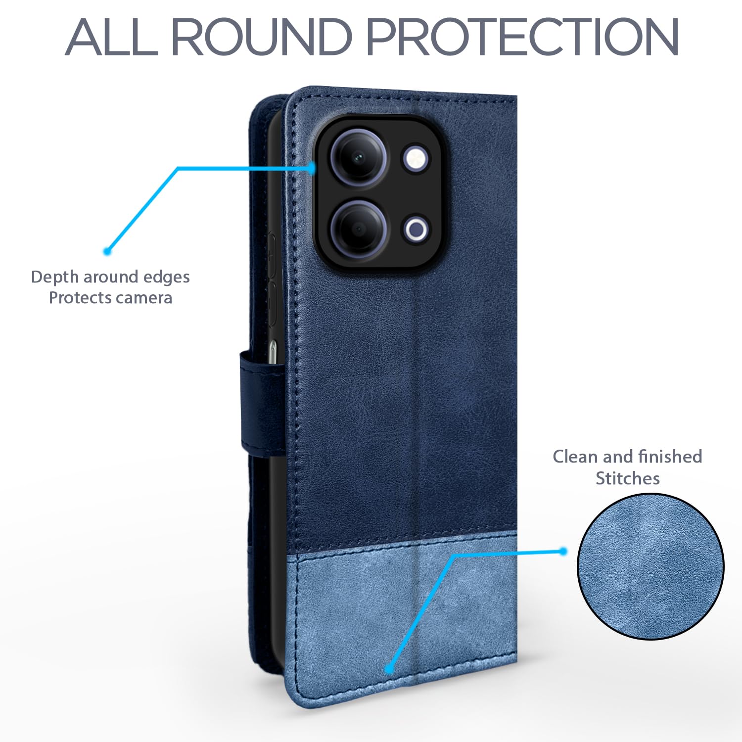 Pikkme Vivo Y11/T5 Lite 5G navy & light blue wallet flip cover – photo 4