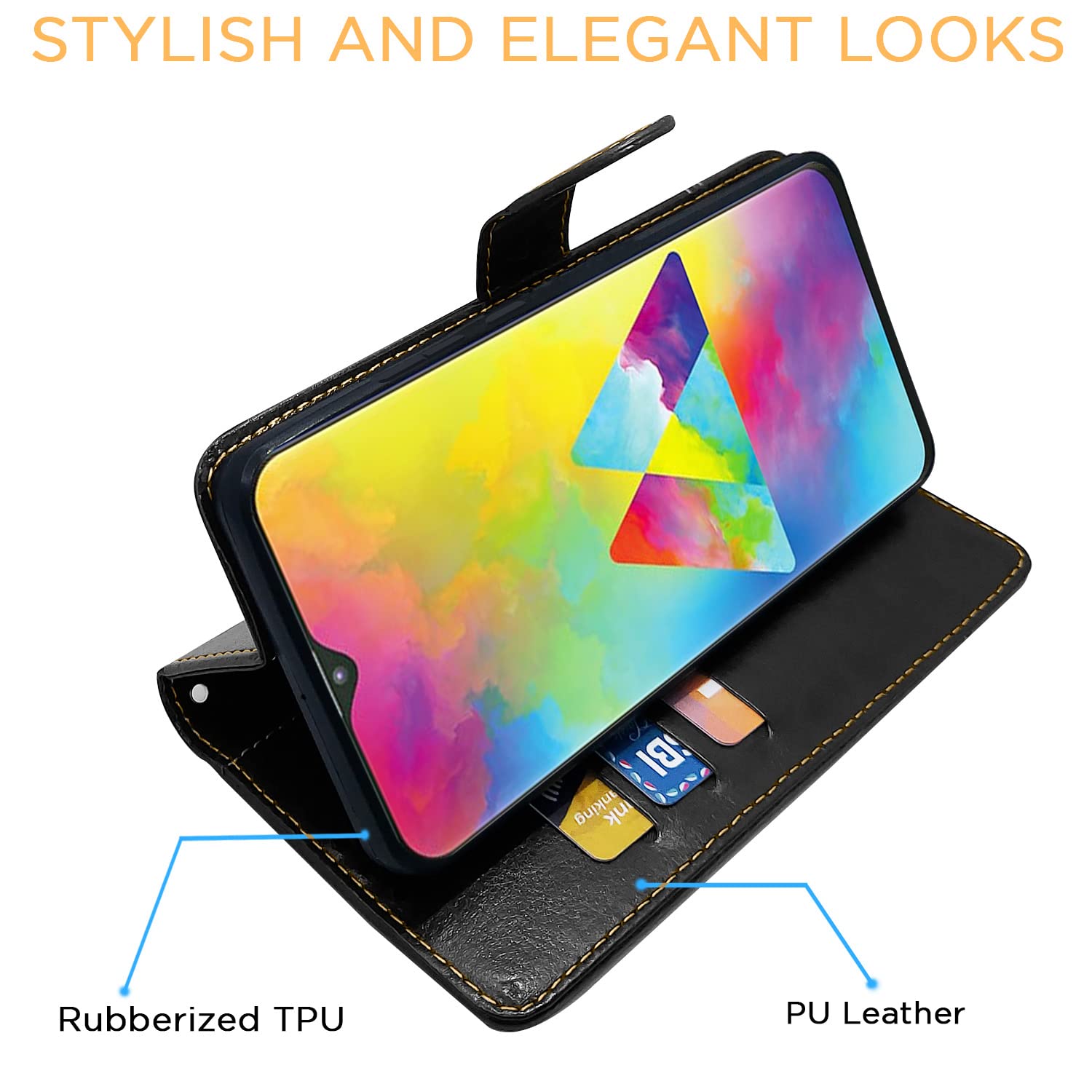 Pikkme black & brown Magnetic wallet flip cover for Samsung M20 – photo 5