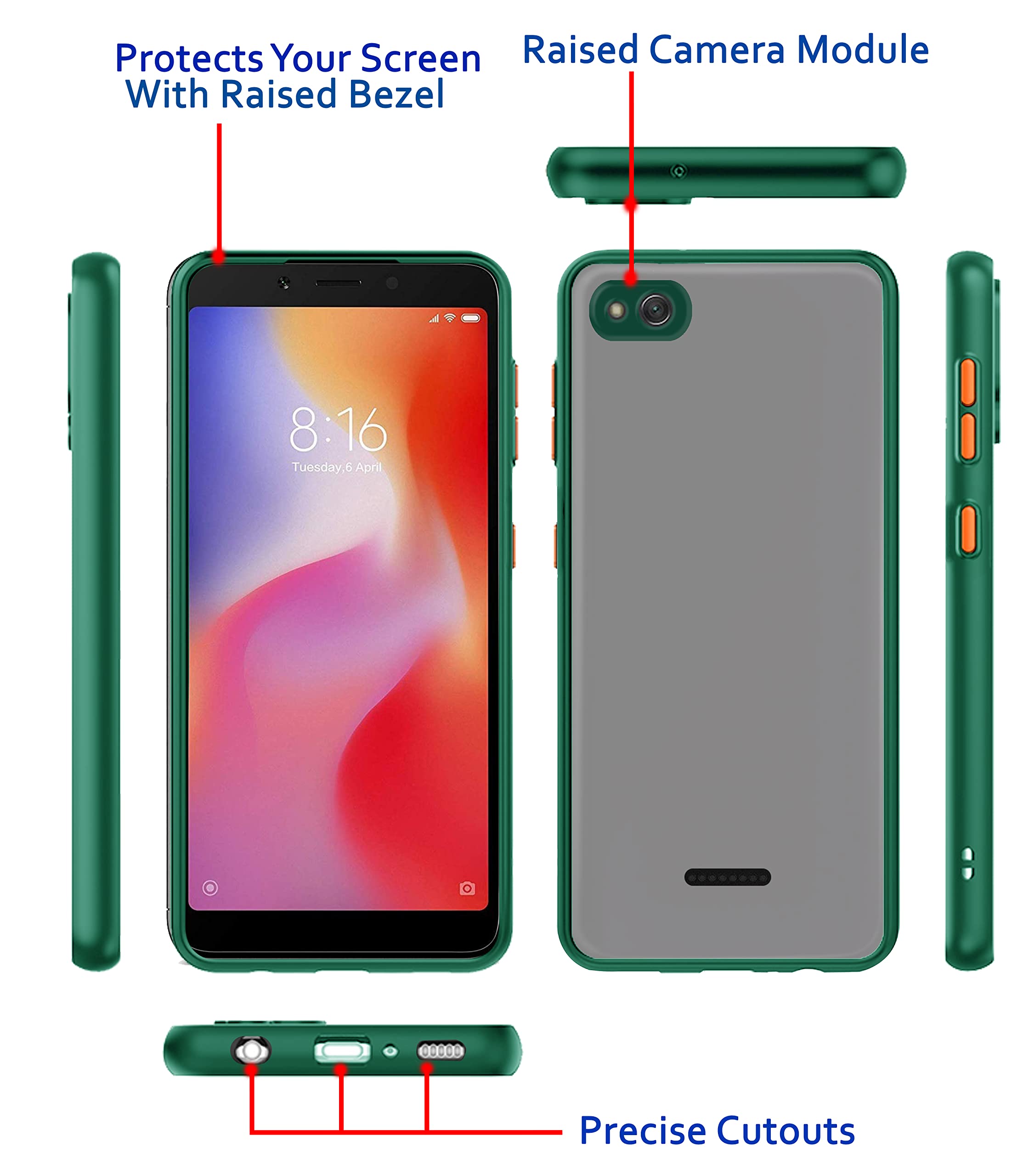 Green Hybrid phone cover for Redmi 6A – Pikkme – photo 3