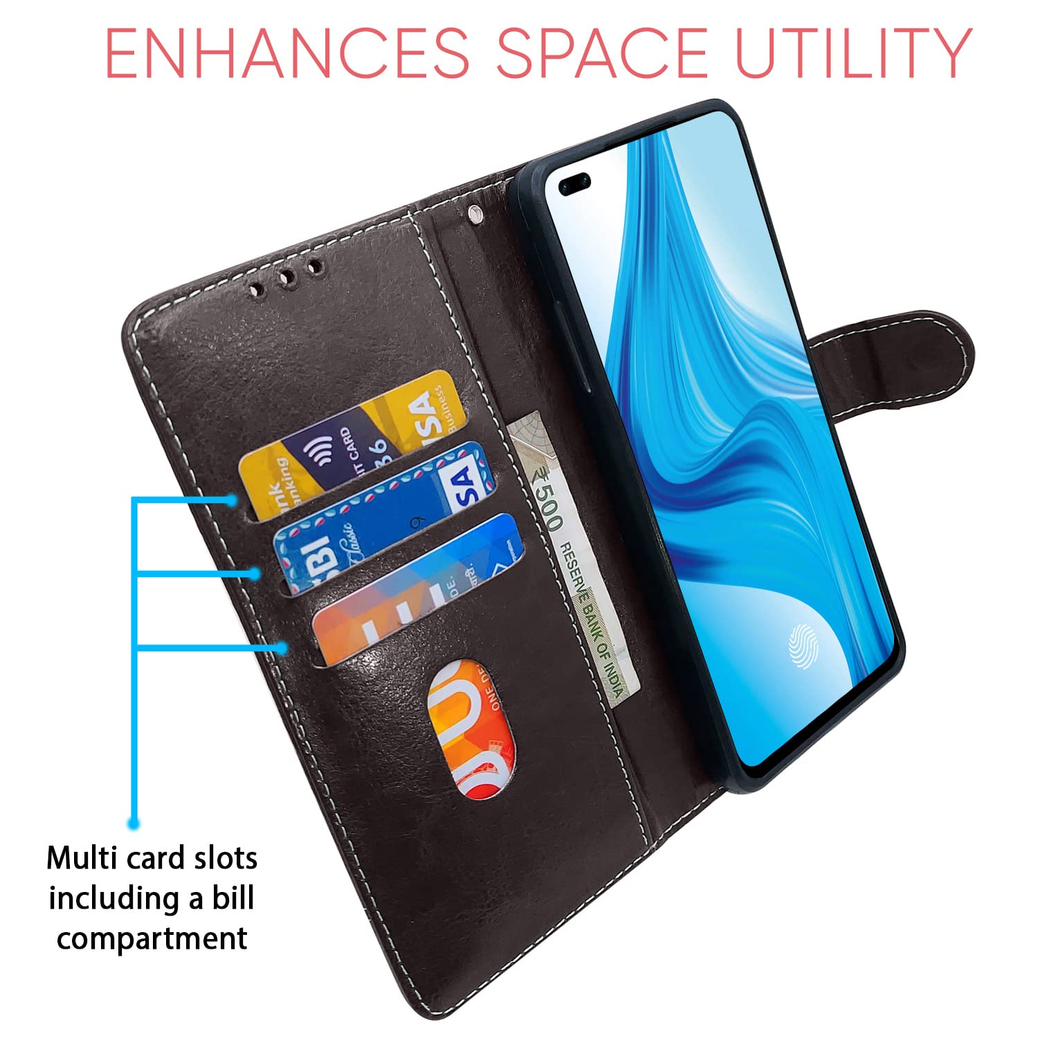 Coffee & brown flip cover for Oppo F17 Pro – Pikkme – photo 3