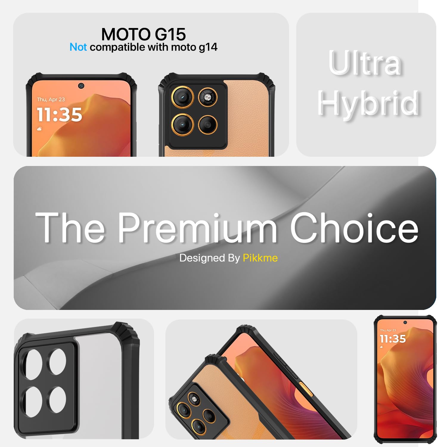 Black Clear mobile back cover for Moto G15 – Pikkme – photo 2