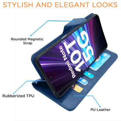 Pikkme Mi Redmi Note 10T 5G/Poco M3 Pro 5G Vintage Flip Cover (Blue)