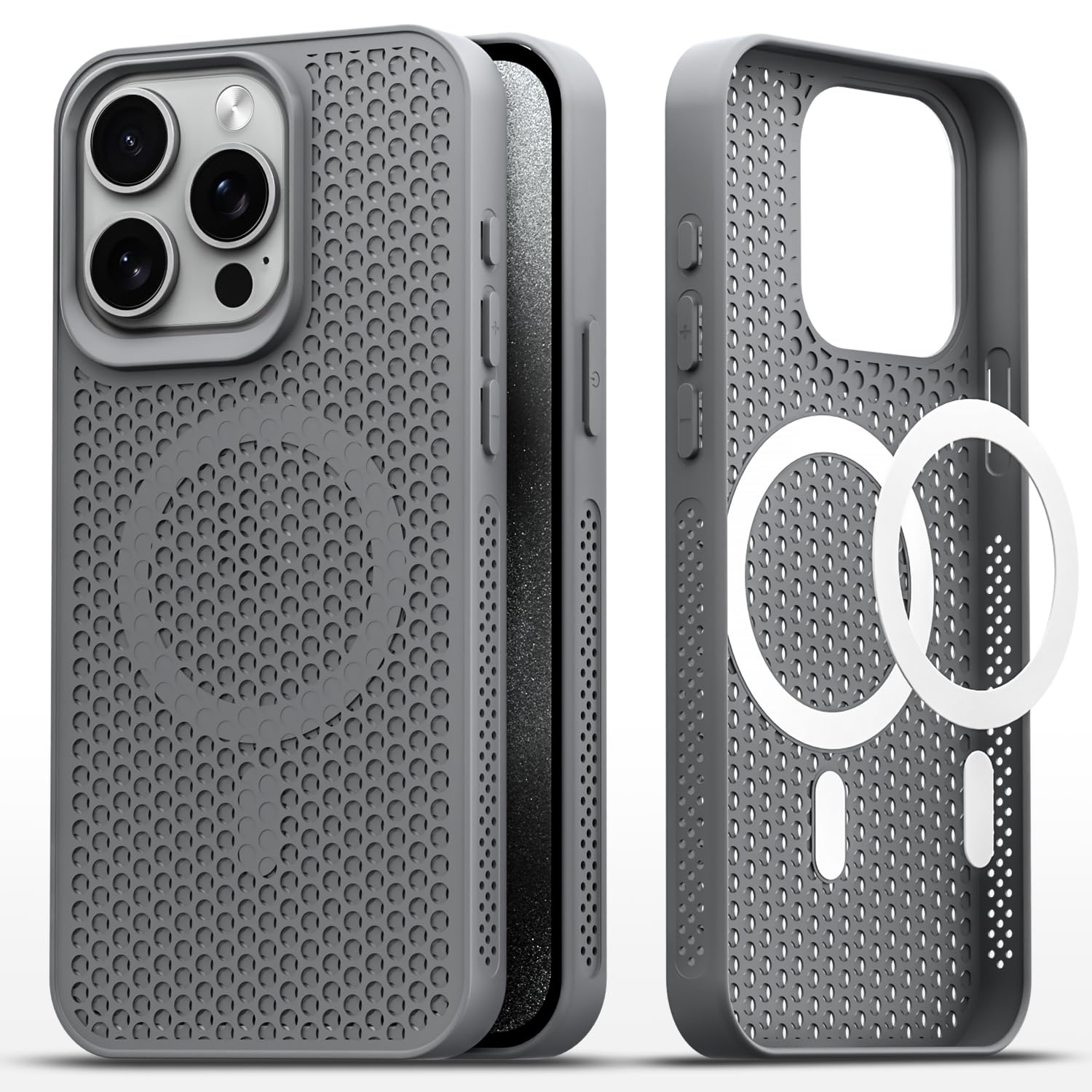 Pikkme grey MagSafe back cover for iPhone 15 Pro