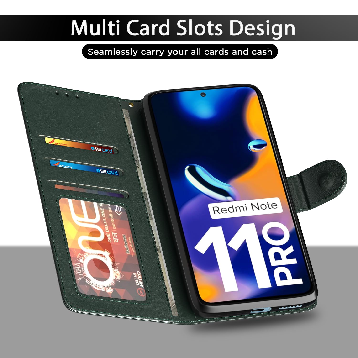 Redmi Note 11 Pro/Pro Plus 5G flip cover in green by Pikkme – photo 5