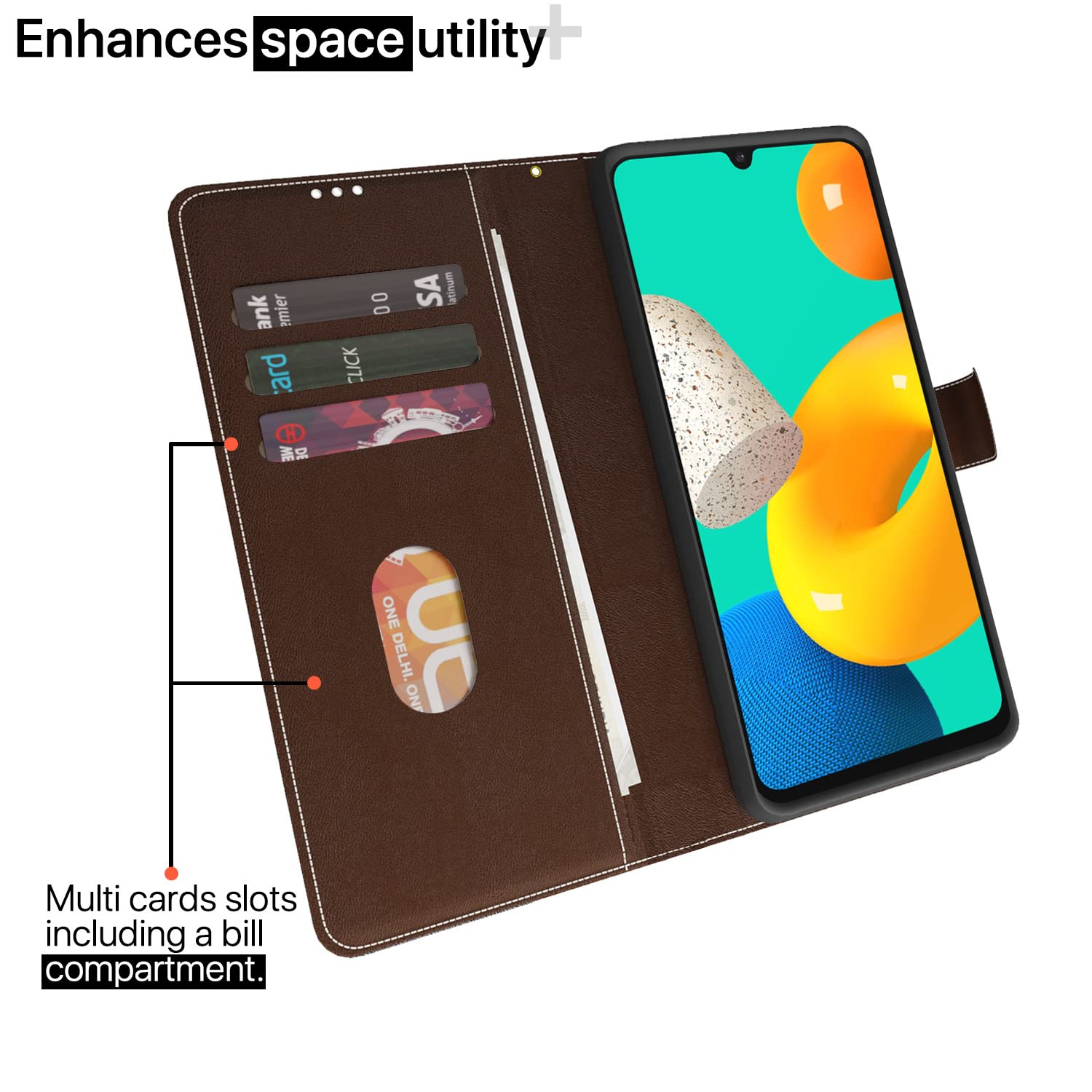 Brown & coffee Magnetic flip case for Samsung M32 4G/M32 Prime/F22 4G – Pikkme – photo 2