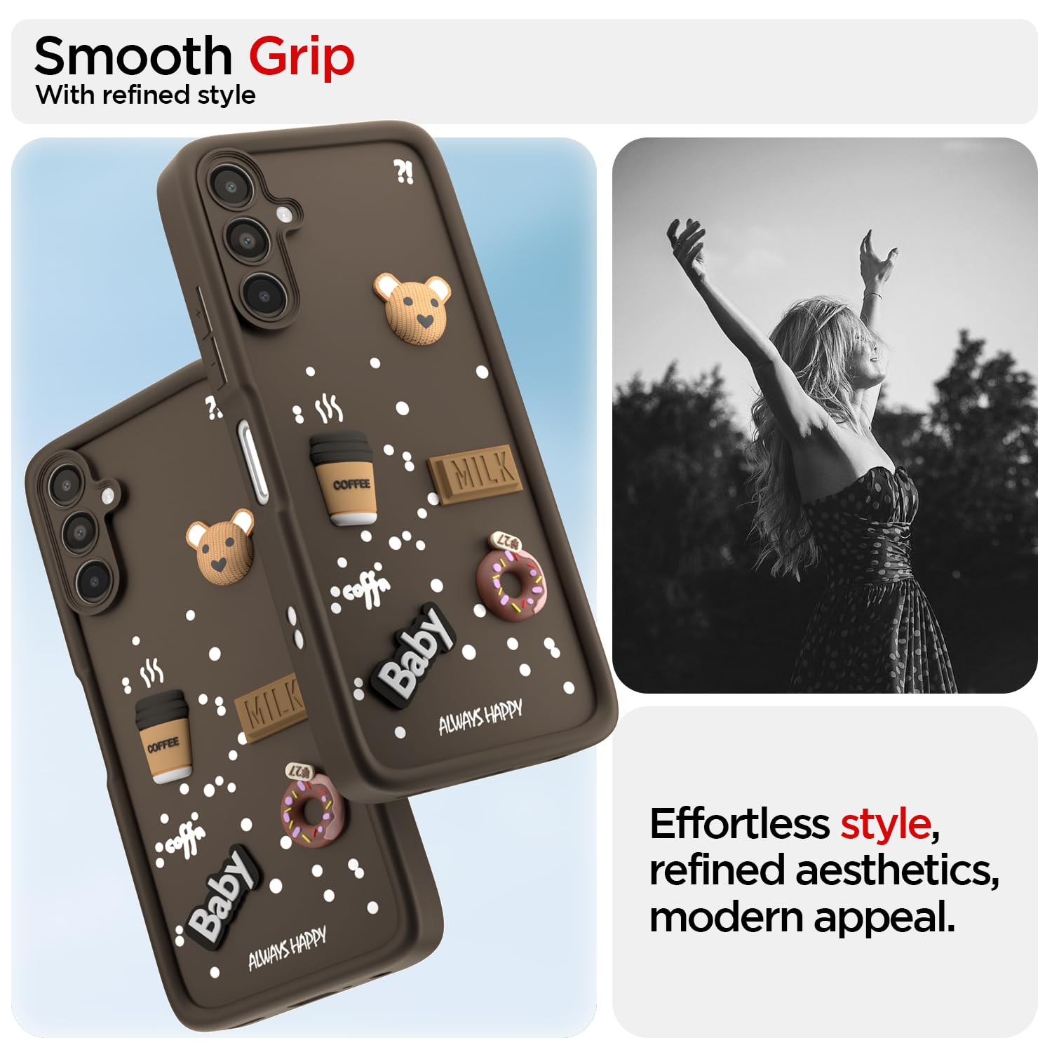 Pikkme Samsung Galaxy A14 4G / A14 5G Cute Fun Cartoon 3D Bear Coffee Back Cover (Brown)