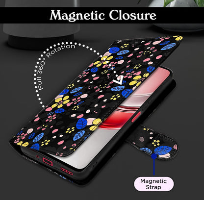 Pikkme black flower Wallet wallet flip cover for Realme Narzo 80x/P3x/14X 5G – photo 6