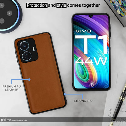 Vivo T1 44W/iQOO Z6 44W Leather mobile back cover in camel by Pikkme – photo 5
