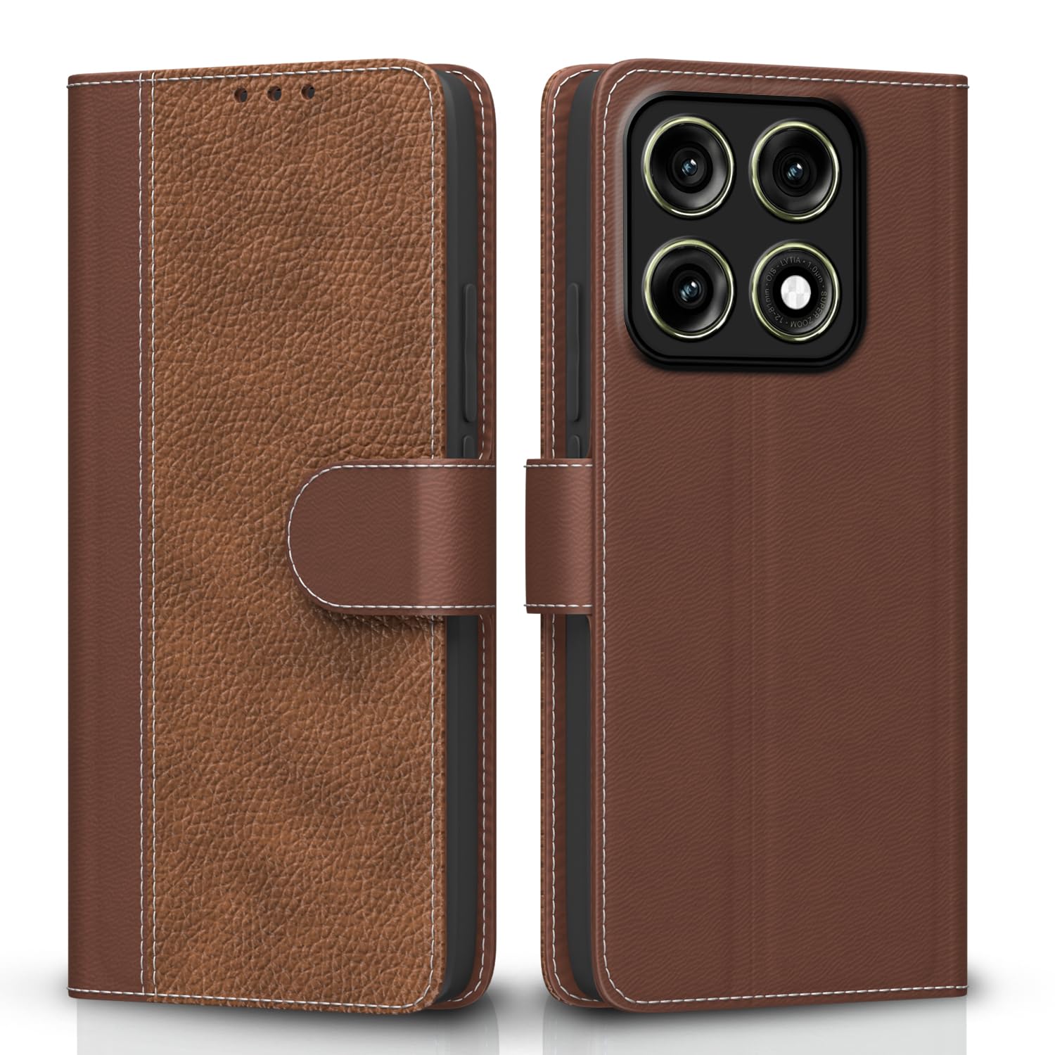 Pikkme Moto Edge 70 Pro 5G tan mobile flip cover