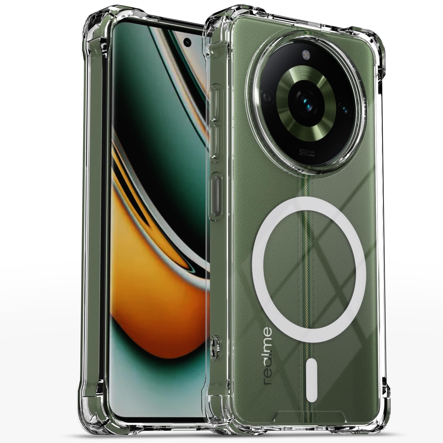 Pikkme transparent mag-safe back cover for Realme 11 Pro/11 Pro Plus 5G/Narzo 60 Pro 5G