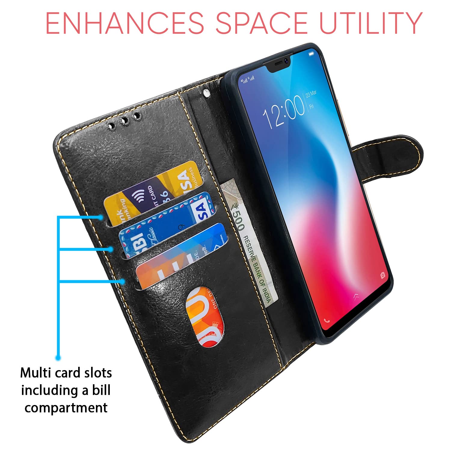Pikkme Vivo V9 Magnetic black & brown flip cover – photo 3