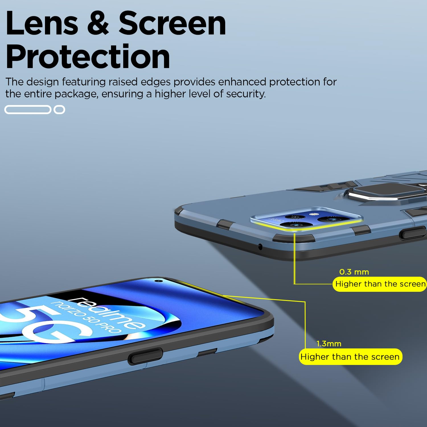 Pikkme Realme Narzo 50 Pro 5G D5 Tough Armor Back Cover | Blue