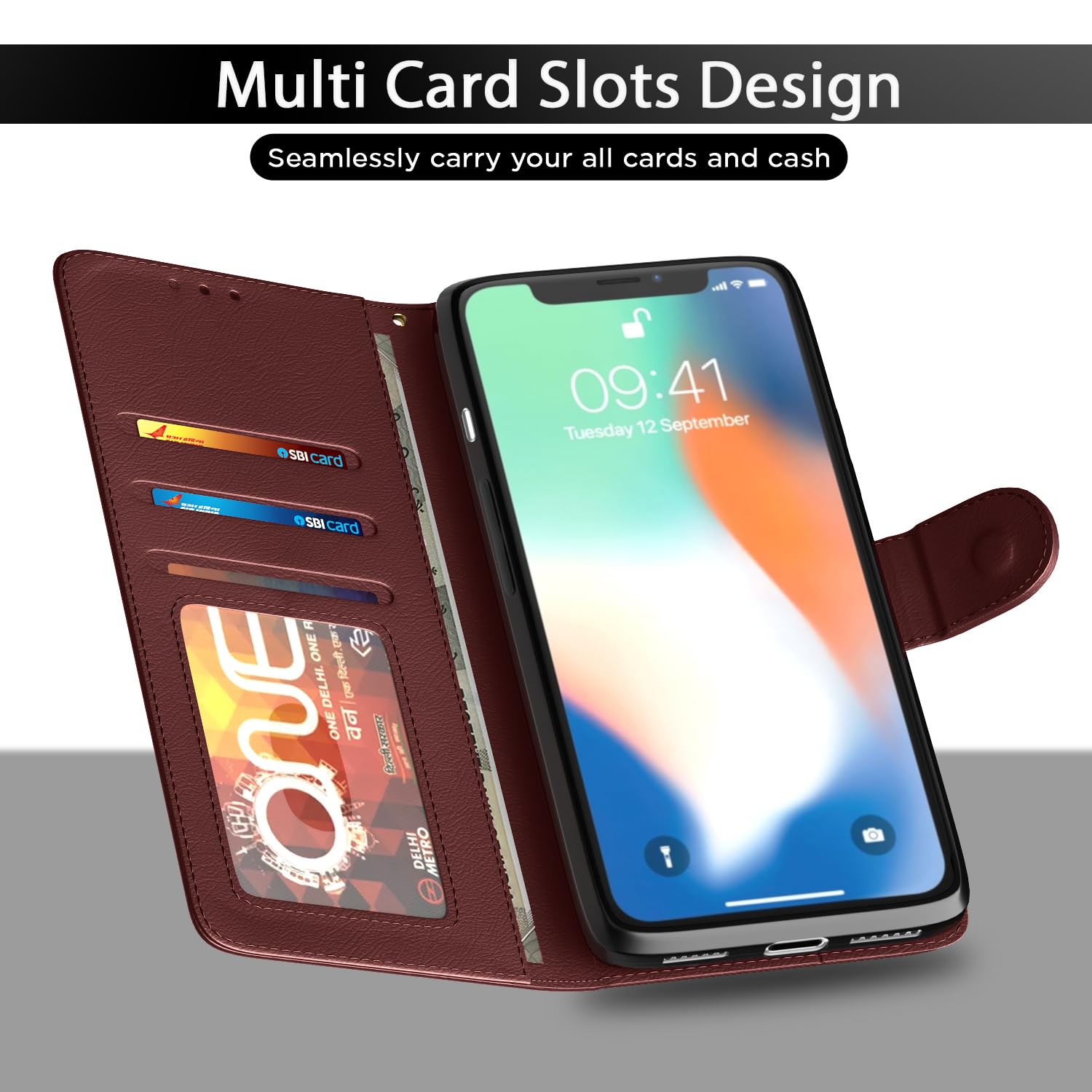 Pikkme iPhone X/XS Wallet brown mobile flip cover – photo 5
