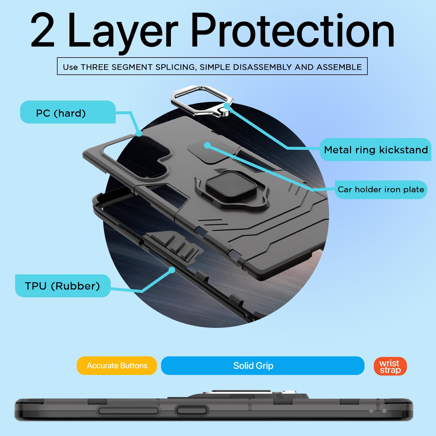 Pikkme Samsung Galaxy S25 Ultra 5G D5 Tough Armor Back Cover (Black)