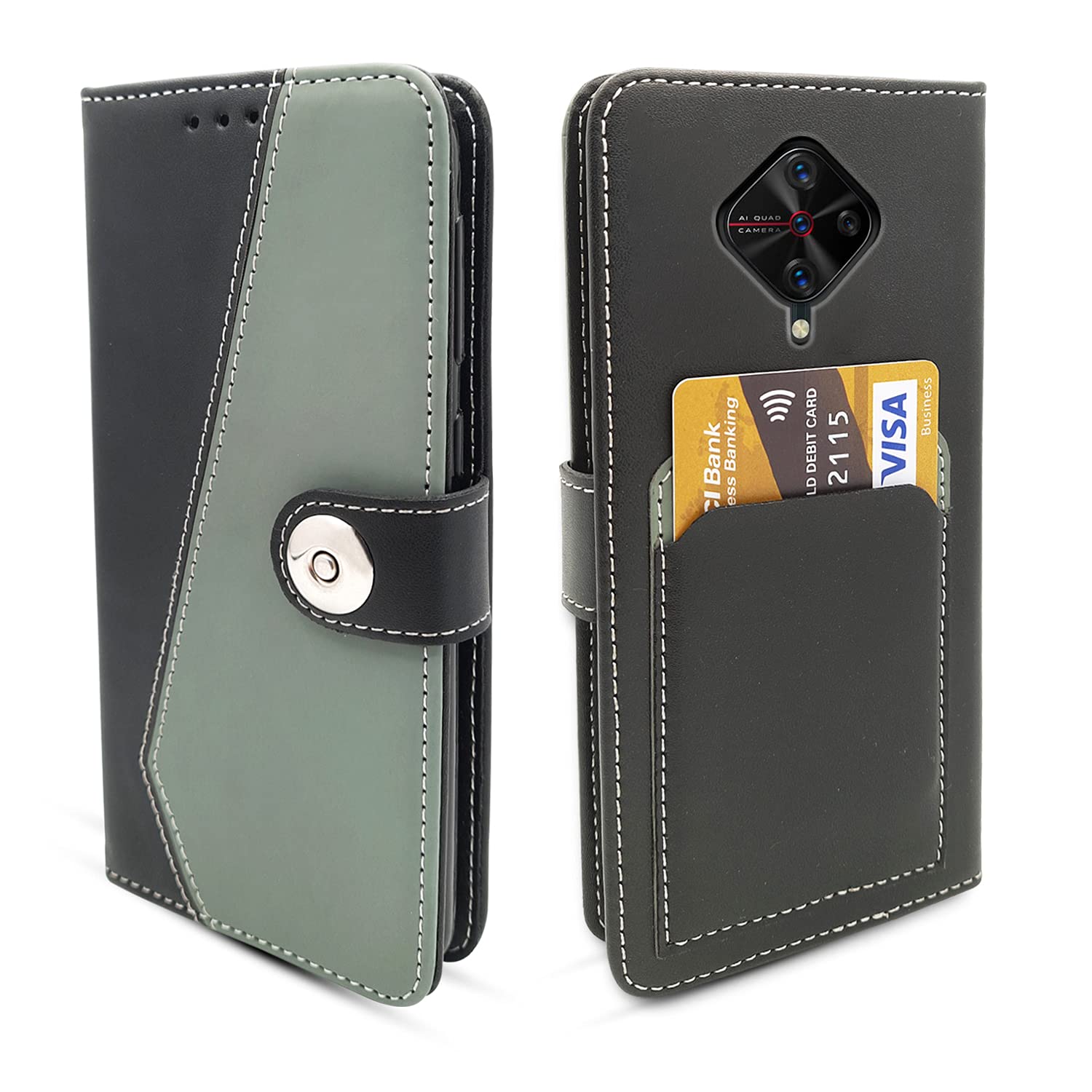 Vivo S1 Pro Contrast Flip Cover  -Grey