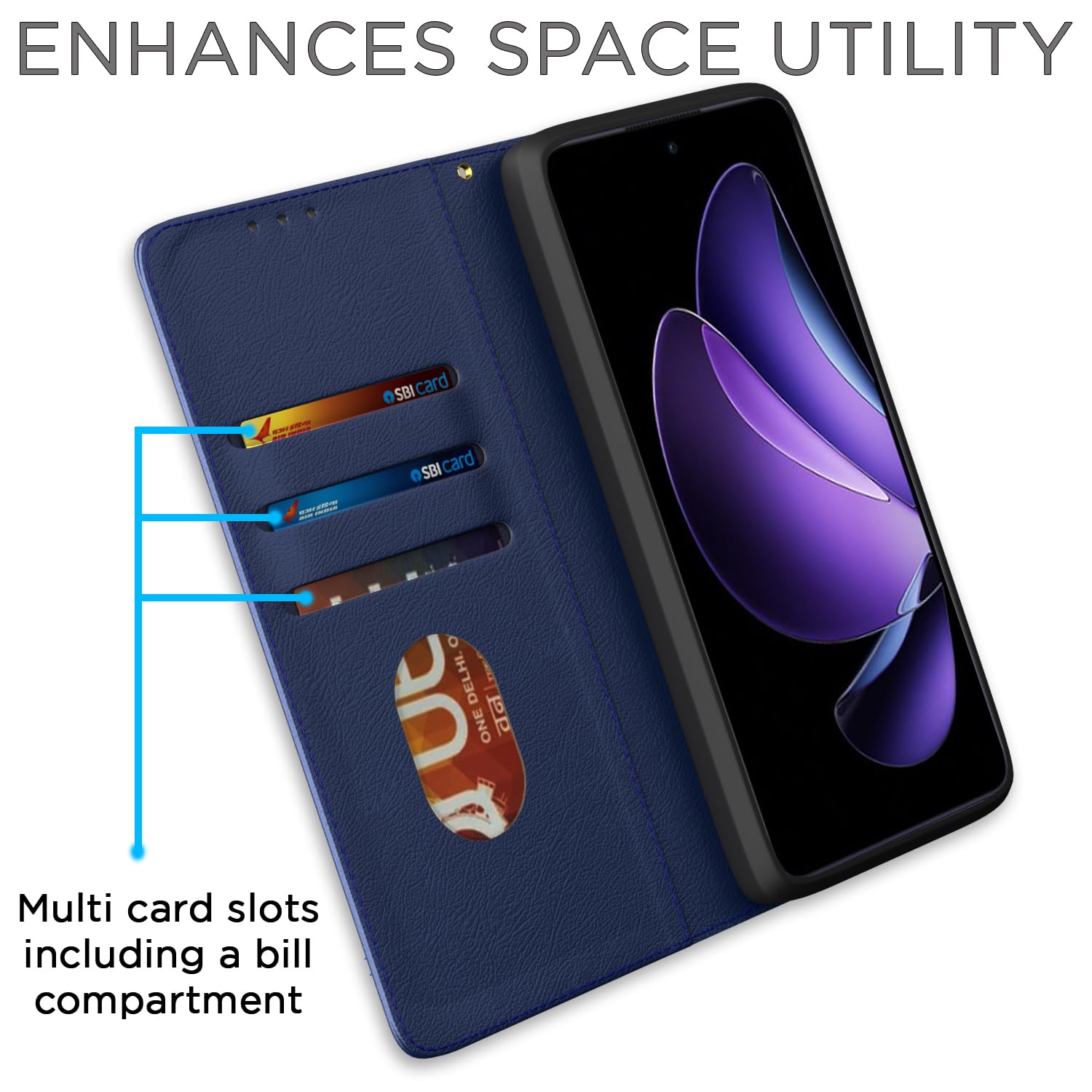 Pikkme Oppo Reno 13F 5G Magnetic blue flip cover – photo 3