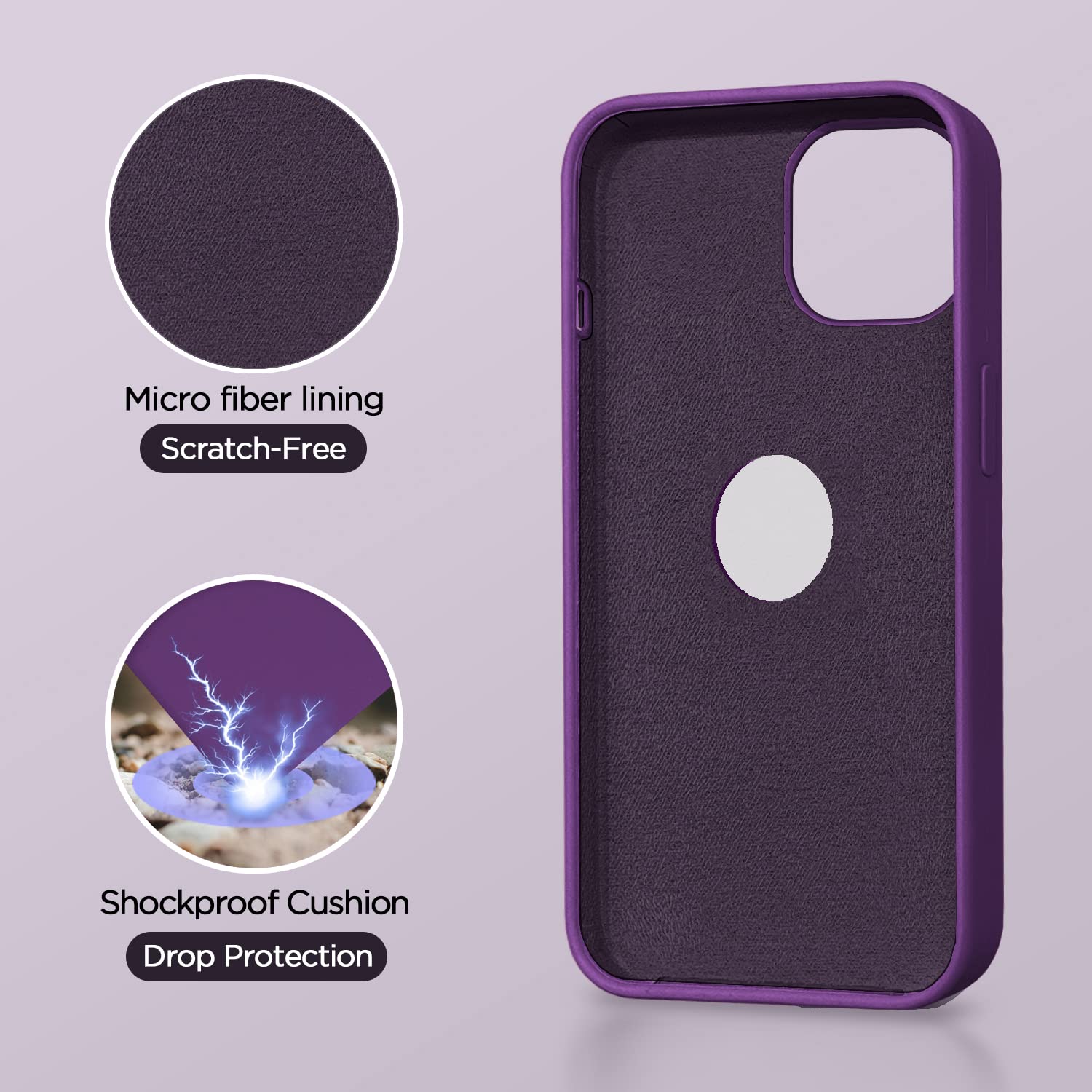 Pikkme iPhone 12/12 Pro Super Soft Silicone Back Cover (Dark Purple)