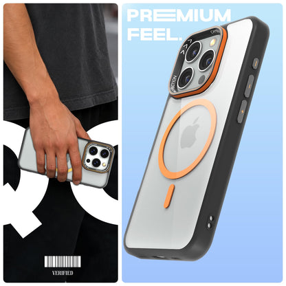 Black & orange mag-safe mobile cover for iPhone 16 Pro – Pikkme – photo 2
