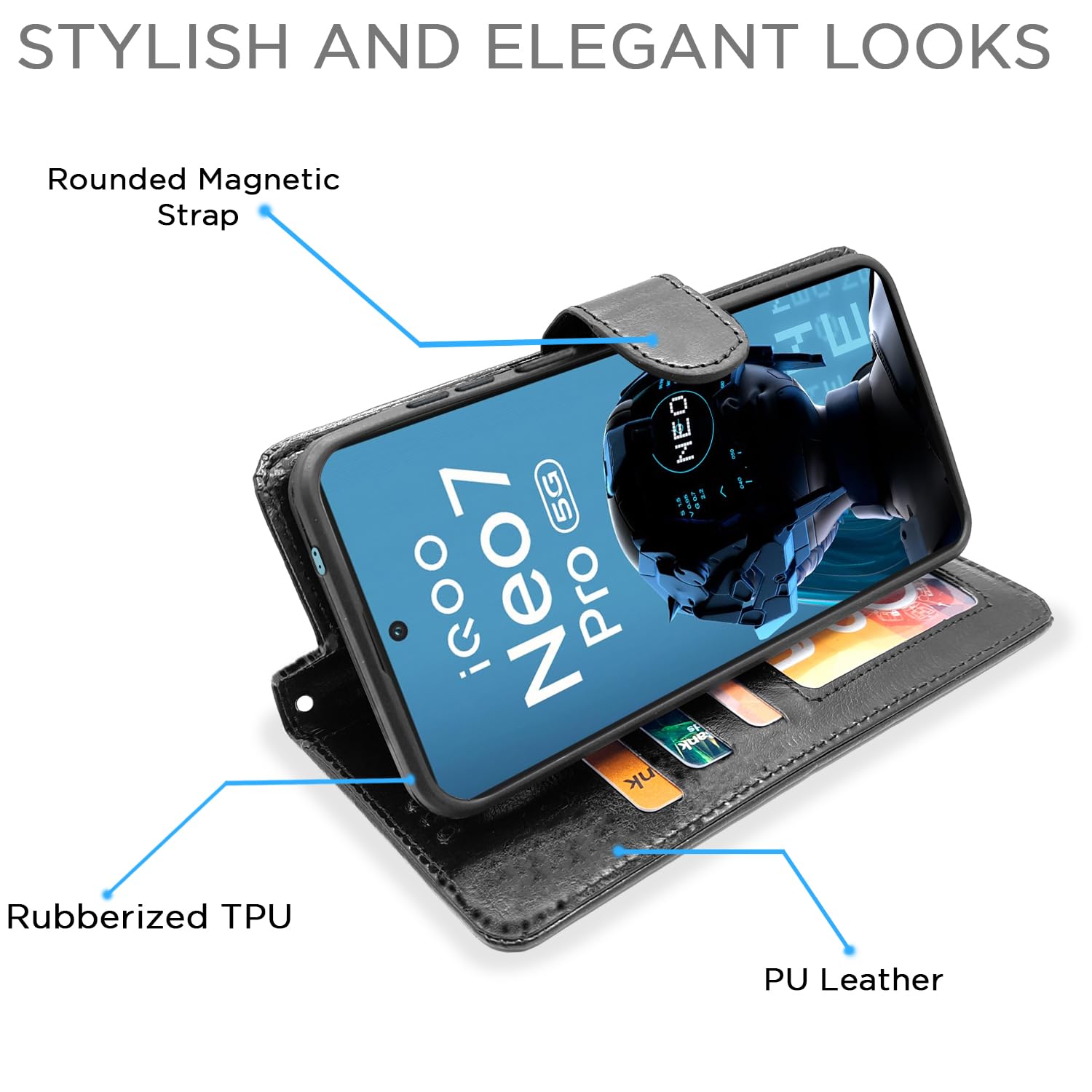 Pikkme iQOO Neo 7 Pro 5G black flip cover – photo 3